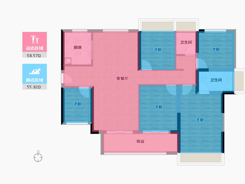 广东省-中山市-越秀建发·玺樾珺樾-102.08-户型库-动静分区