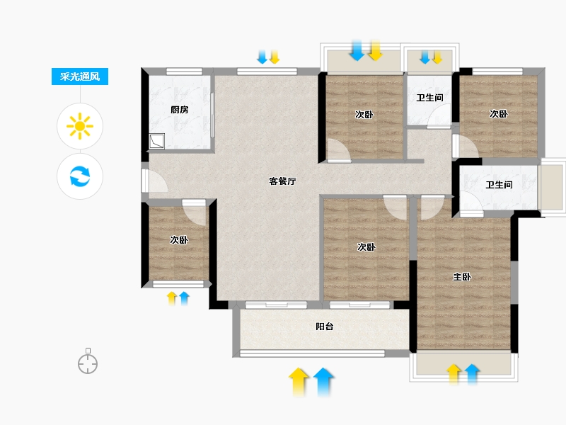 广东省-中山市-越秀建发·玺樾珺樾-102.08-户型库-采光通风