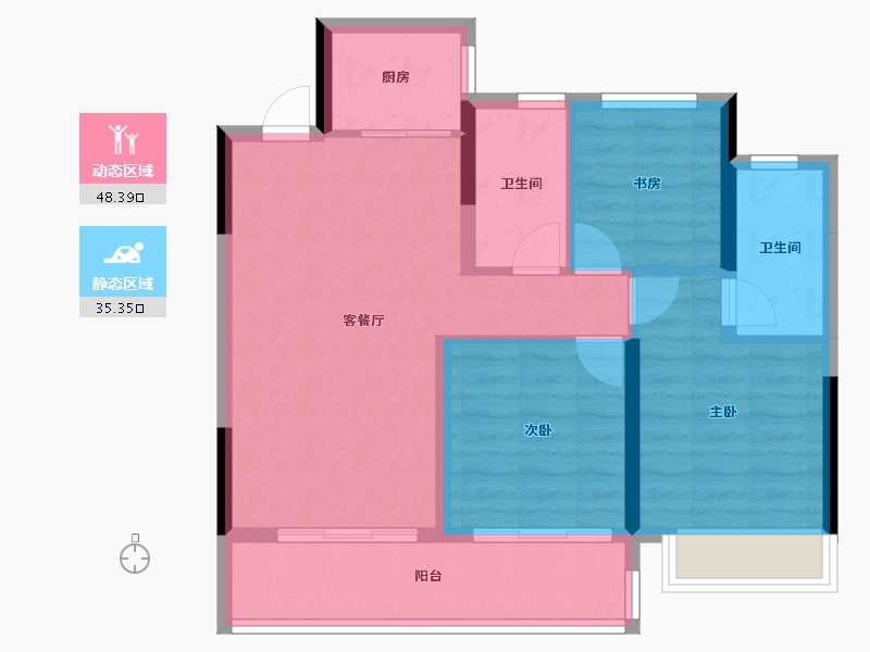 浙江省-绍兴市-金澜府-74.87-户型库-动静分区