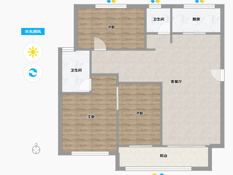 陕西省-西安市-沣华熙城-94.06-户型库-采光通风