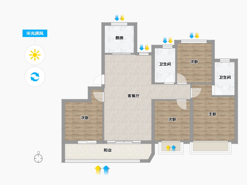 浙江省-绍兴市-金澜府-94.50-户型库-采光通风