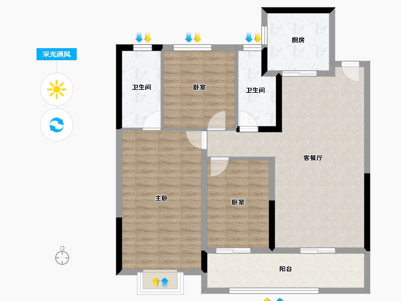 江苏省-无锡市-澄江明月-102.00-户型库-采光通风