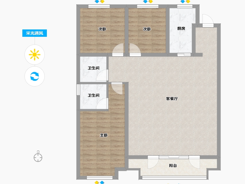 山西省-晋中市-文华公馆-114.40-户型库-采光通风