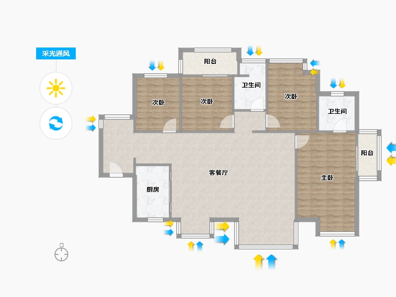 福建省-泉州市-禹洲城市广场温莎美地-150.00-户型库-采光通风