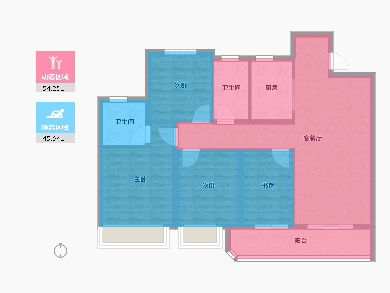 浙江省-绍兴市-金澜府-89.62-户型库-动静分区