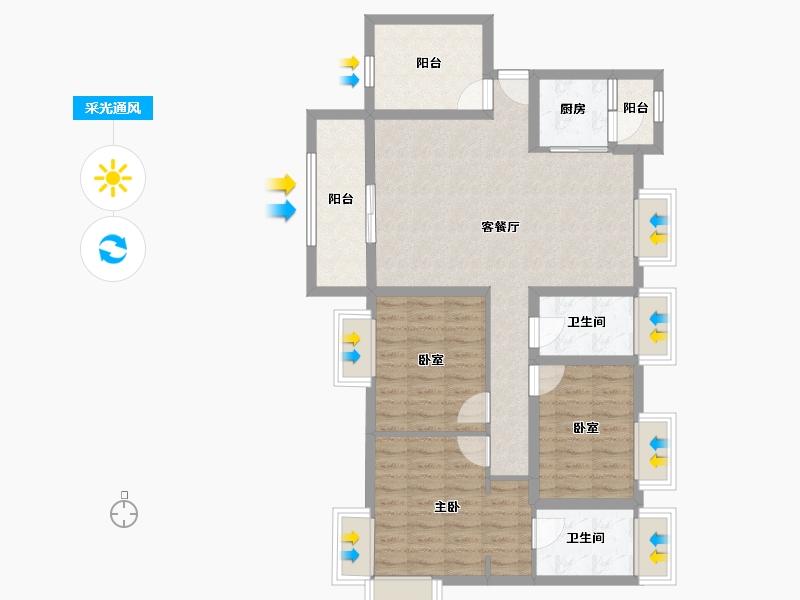 广东省-佛山市-颐安雍悦华府-90.19-户型库-采光通风