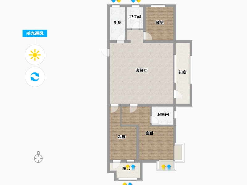 山东省-聊城市-民生城市玖玺-111.10-户型库-采光通风