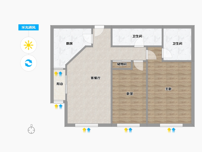 北京-北京市-凤凰城四期-103.67-户型库-采光通风