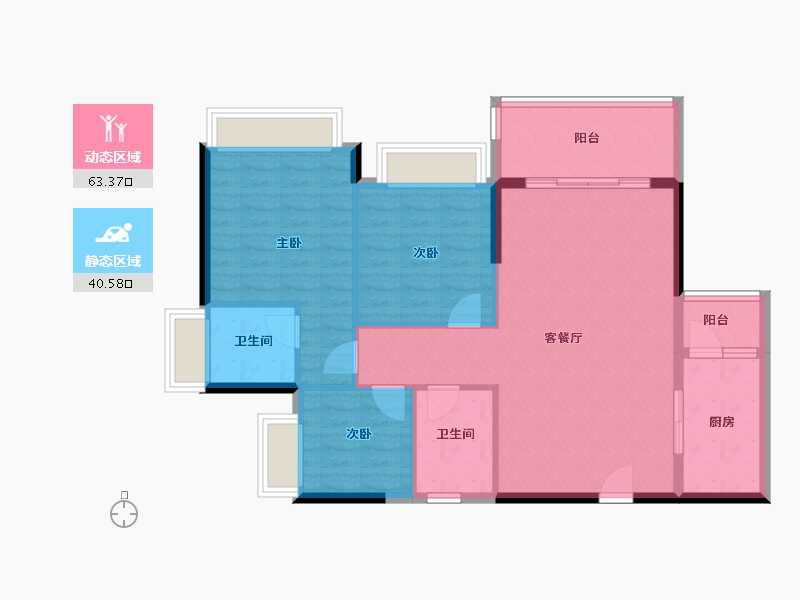 广东省-中山市-迪丽名苑-94.40-户型库-动静分区