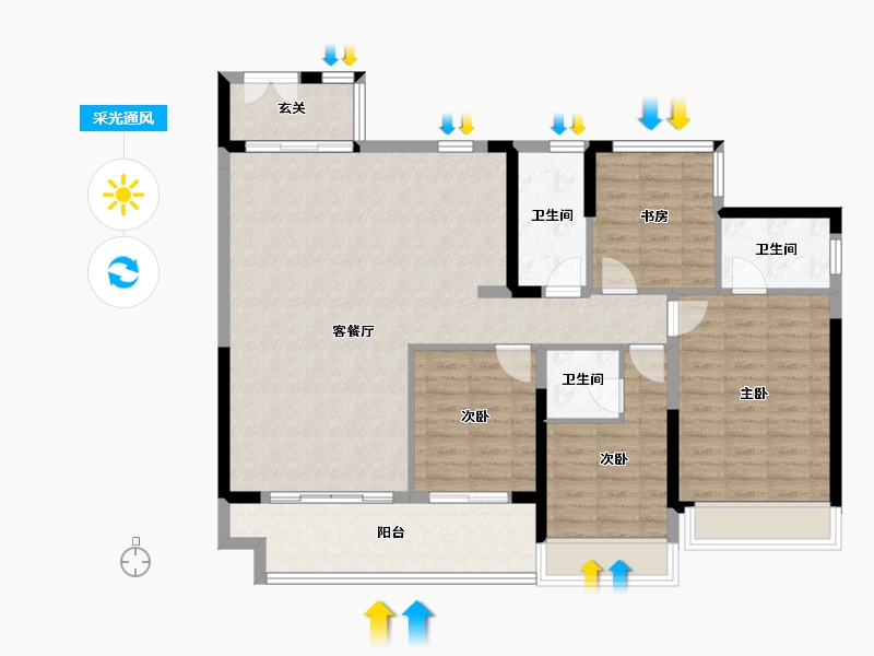 广东省-佛山市-保利广佛湾堂悦-114.68-户型库-采光通风