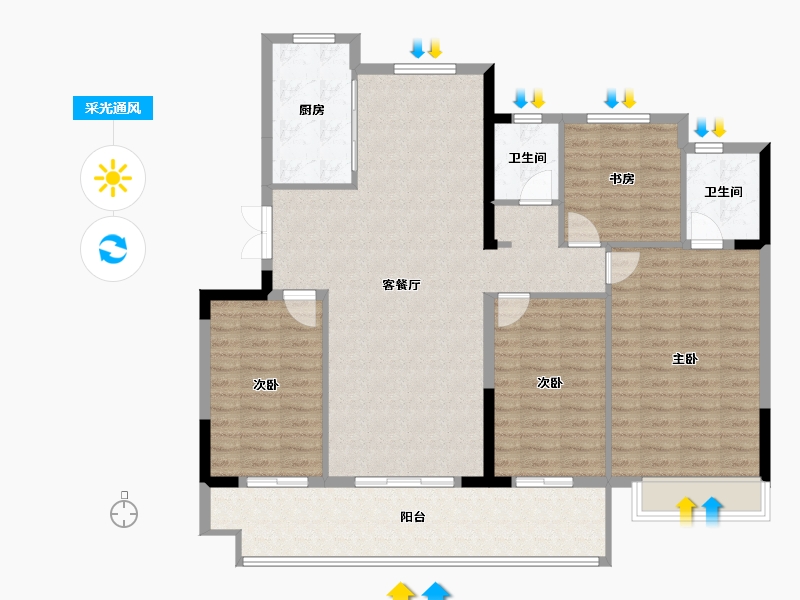 安徽省-亳州市-建投荣徽.云峰荟-127.60-户型库-采光通风