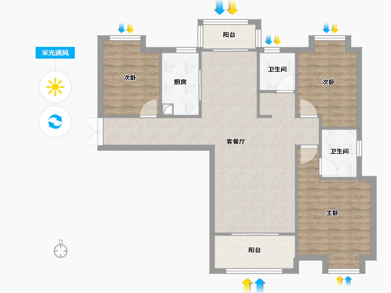 湖北省-武汉市-鼎盛璟城-91.67-户型库-采光通风