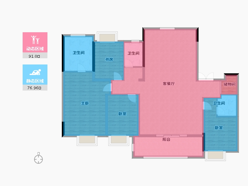 江苏省-苏州市-保利·珺华赋-153.11-户型库-动静分区