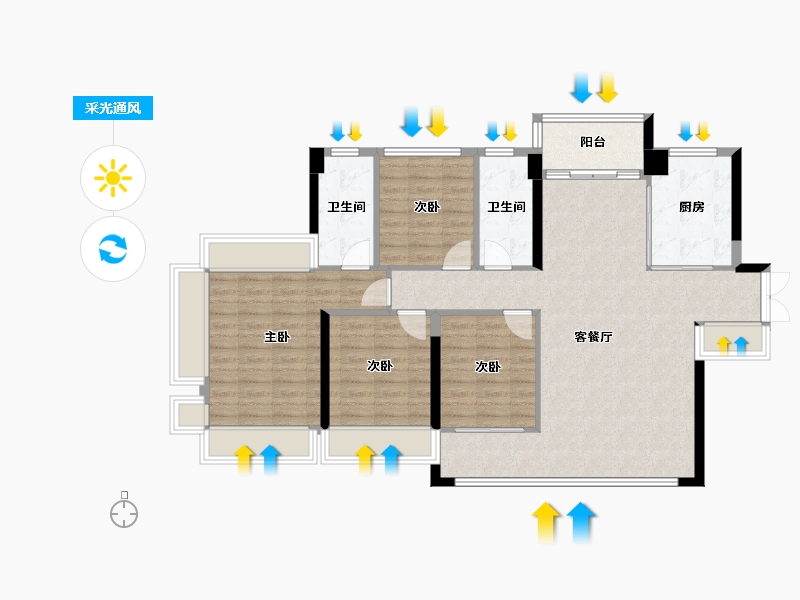 广东省-佛山市-建发·灯湖天峯-108.00-户型库-采光通风