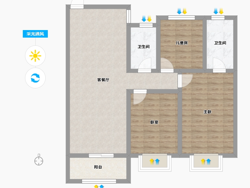 河北省-保定市-长润 万和府-100.80-户型库-采光通风