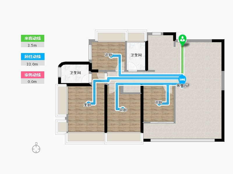 广东省-佛山市-建发·灯湖天峯-105.20-户型库-动静线