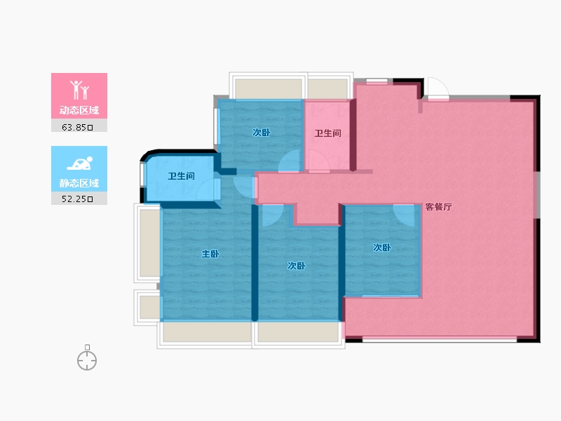 广东省-佛山市-建发·灯湖天峯-105.20-户型库-动静分区