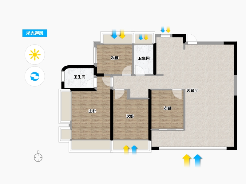 广东省-佛山市-建发·灯湖天峯-105.20-户型库-采光通风