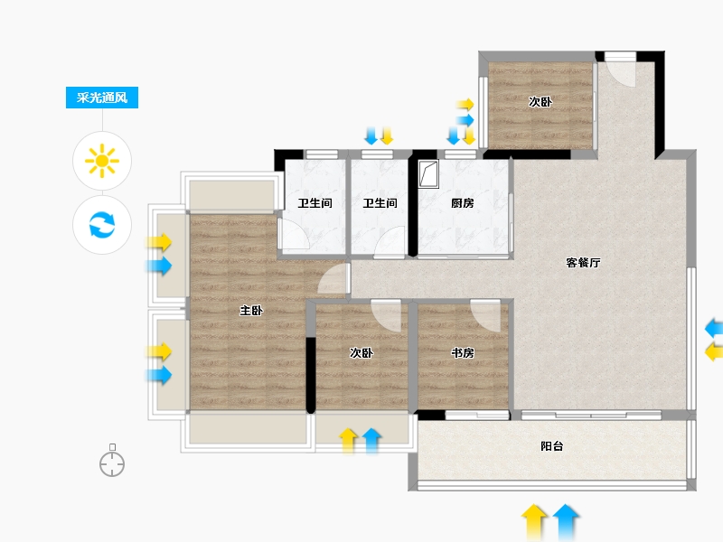 广东省-广州市-花语和岸-90.40-户型库-采光通风