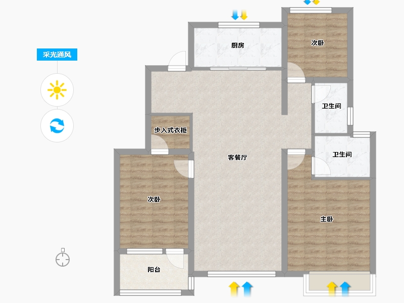 河北省-沧州市-沧兴海兴一品-112.14-户型库-采光通风