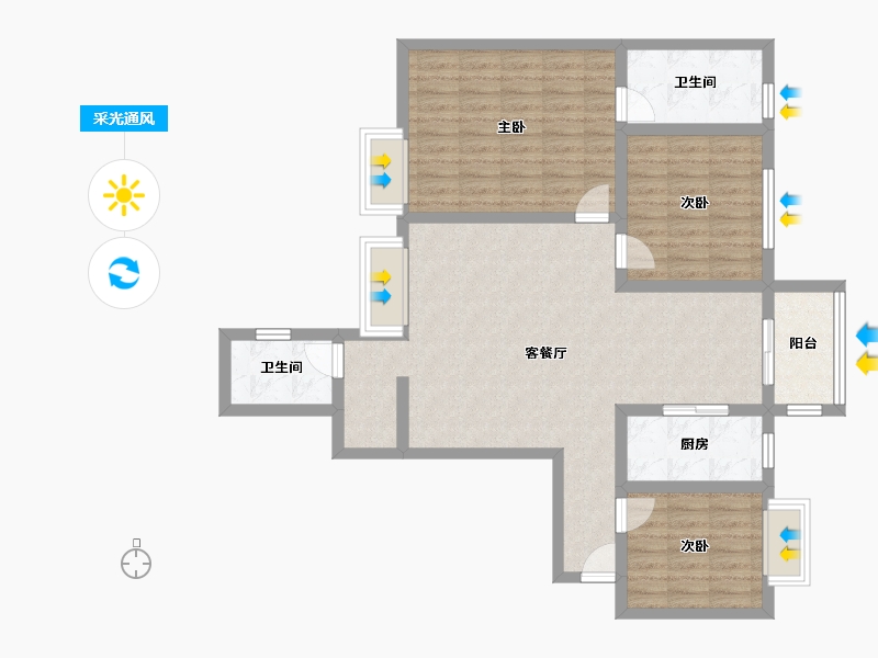 陕西省-西安市-市级机关大车家巷横巷住宅小区-98.70-户型库-采光通风