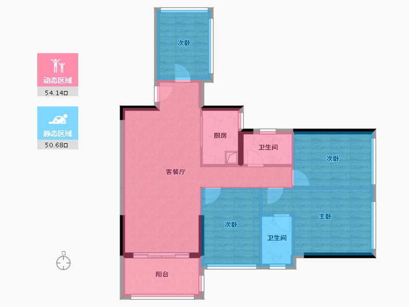 广东省-湛江市-润峰悦府-94.24-户型库-动静分区