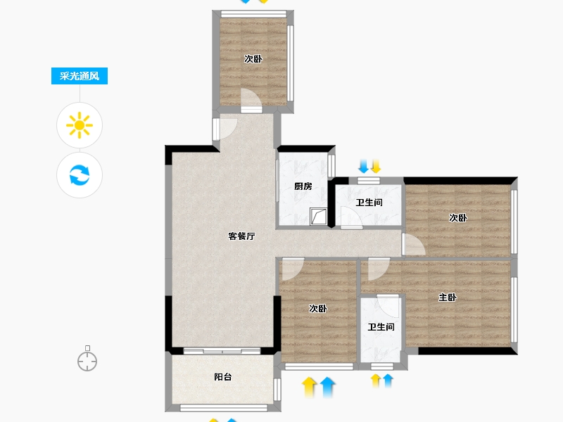 广东省-湛江市-润峰悦府-94.24-户型库-采光通风