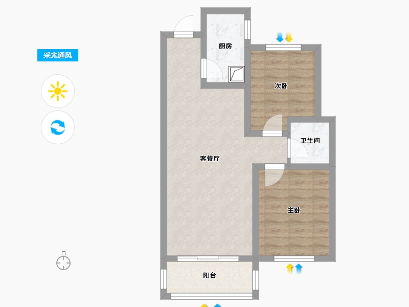 河北省-保定市-盛港国际-65.64-户型库-采光通风