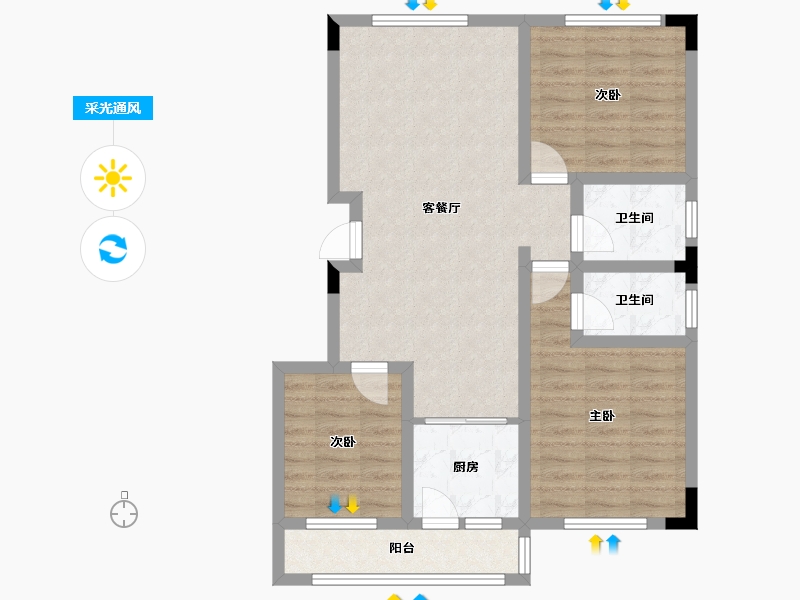 广西壮族自治区-河池市-金城江区政府大院15栋-86.46-户型库-采光通风