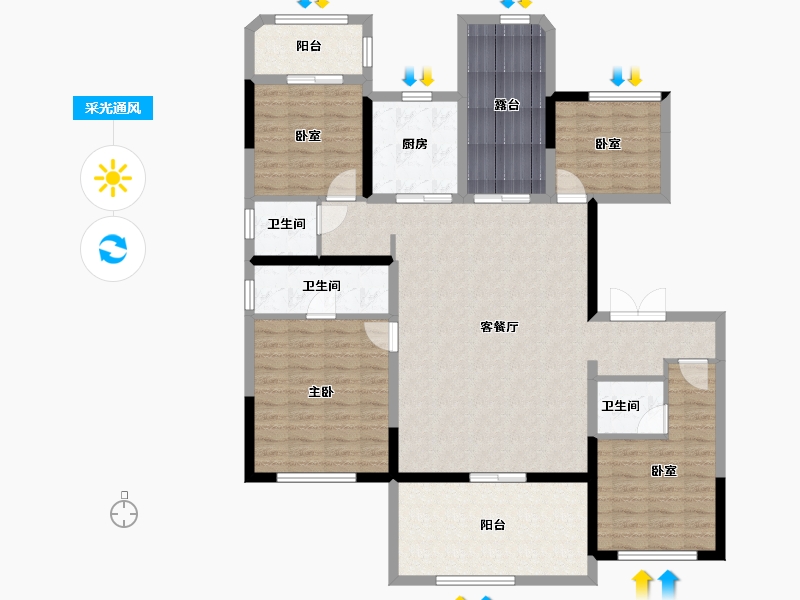 河南省-驻马店市-巨源壹号院-130.67-户型库-采光通风