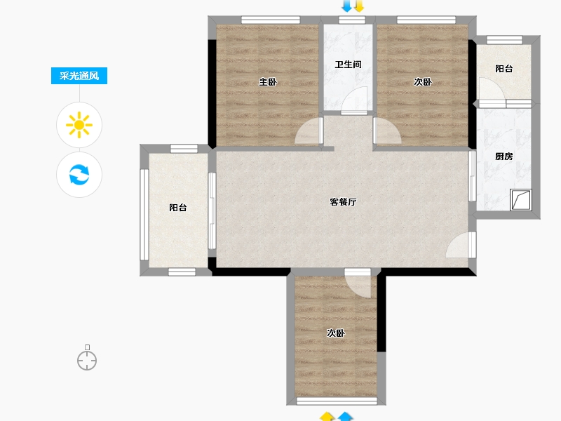 广东省-湛江市-润峰悦府-76.13-户型库-采光通风