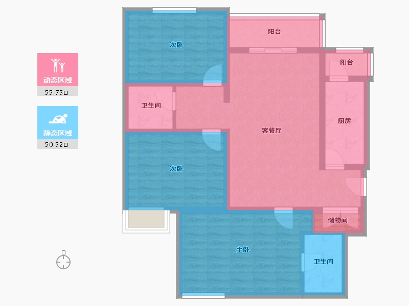 北京-北京市-风雅园-一区-93.16-户型库-动静分区