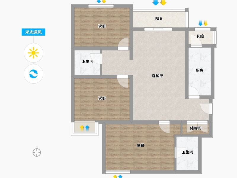 北京-北京市-风雅园-一区-93.16-户型库-采光通风