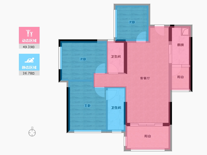 广东省-湛江市-润峰悦府-76.27-户型库-动静分区