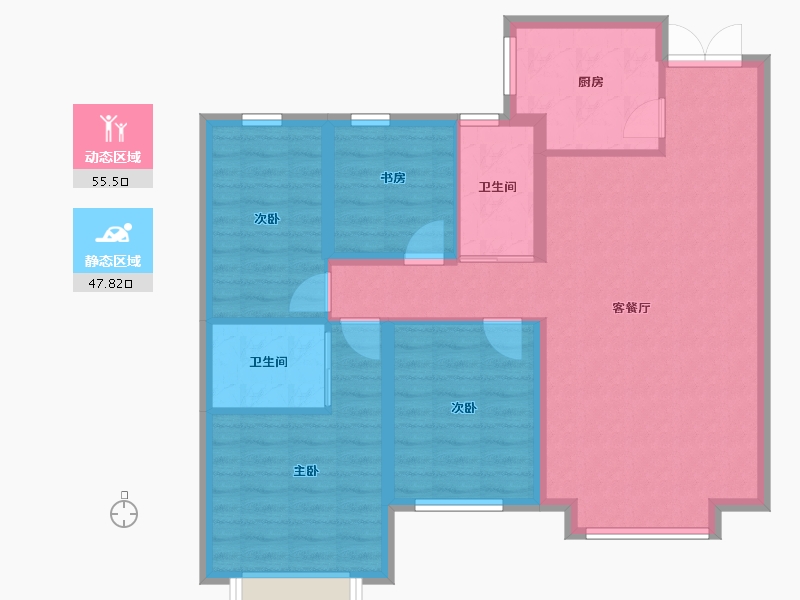 新疆维吾尔自治区-乌鲁木齐市-金科阳光雅郡-102.40-户型库-动静分区