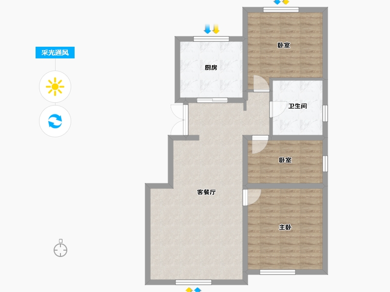 黑龙江省-哈尔滨市-桃源壹品-86.30-户型库-采光通风