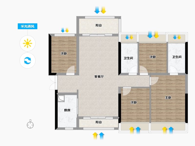 广东省-珠海市-恒荣城市溪谷三期-111.20-户型库-采光通风