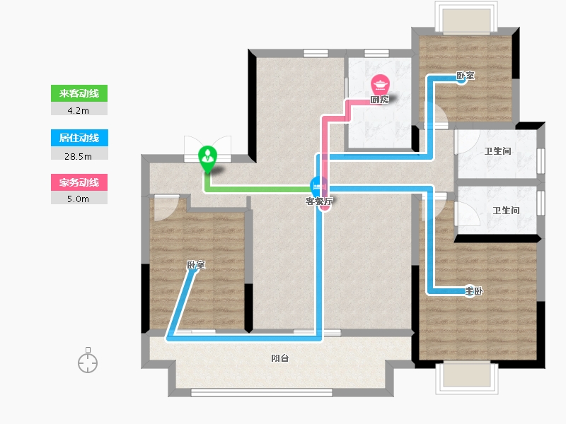 河南省-驻马店市-品盛公馆-107.27-户型库-动静线