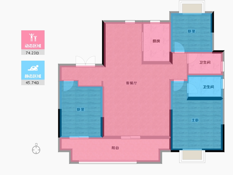 河南省-驻马店市-品盛公馆-107.27-户型库-动静分区