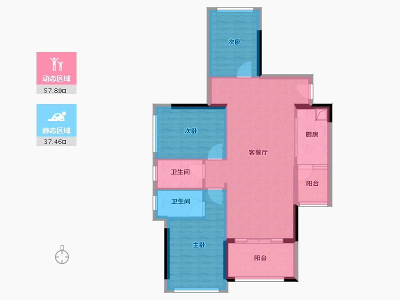 广东省-湛江市-润峰悦府-85.64-户型库-动静分区