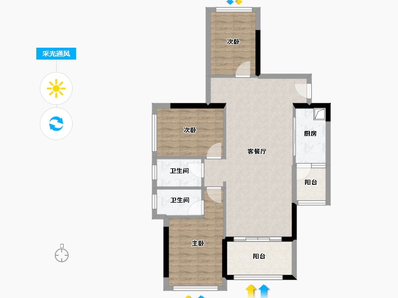 广东省-湛江市-润峰悦府-85.64-户型库-采光通风