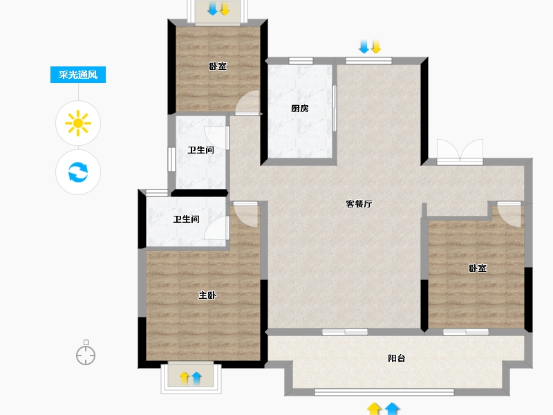 河南省-驻马店市-品盛公馆-108.52-户型库-采光通风