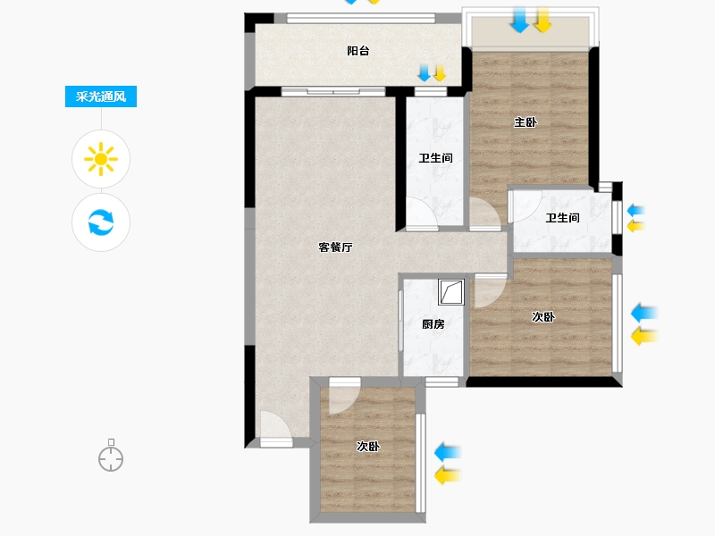 广东省-湛江市-润峰悦府-76.98-户型库-采光通风