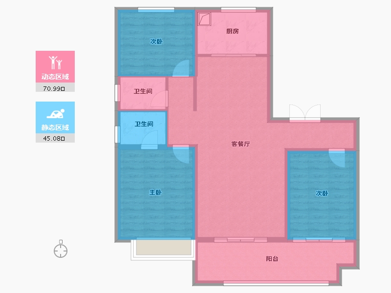 河南省-濮阳市-清丰理想城-104.76-户型库-动静分区