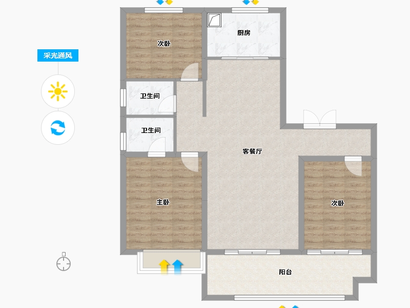 河南省-濮阳市-清丰理想城-104.76-户型库-采光通风