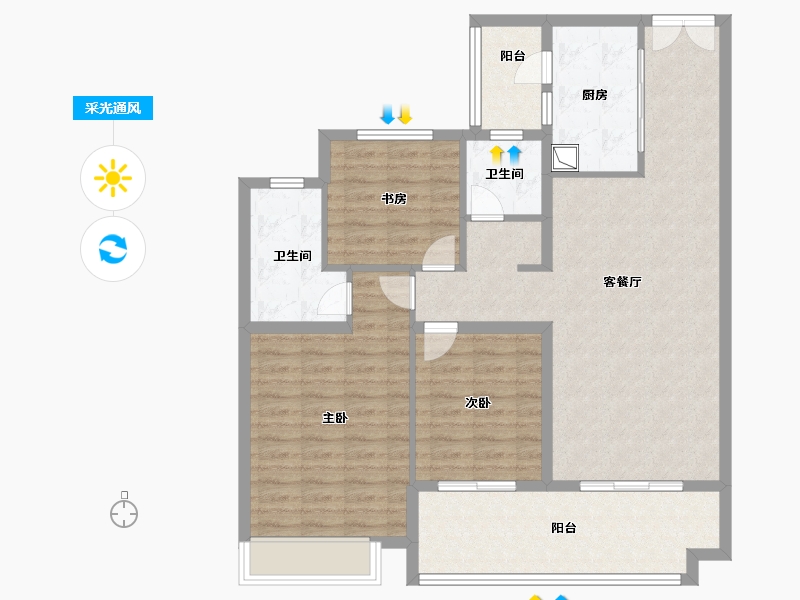 海南省-海口市-海府大院-104.00-户型库-采光通风