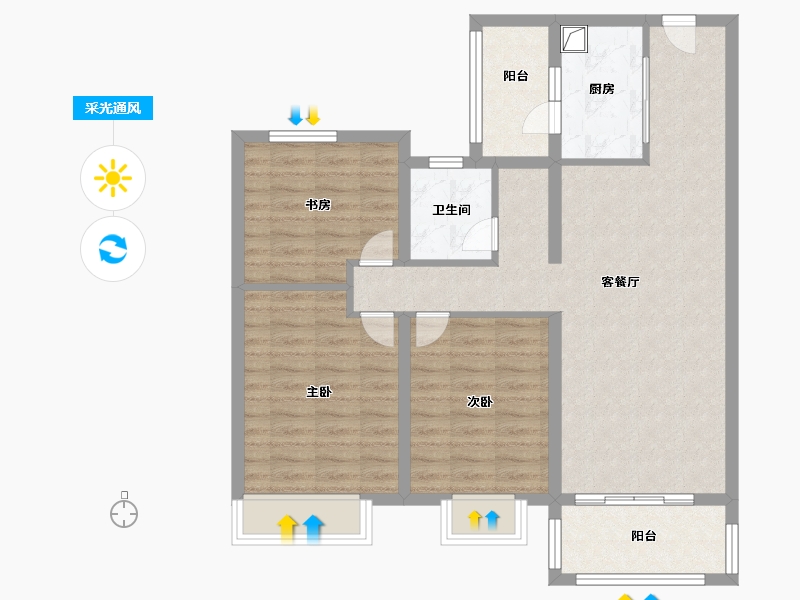 海南省-海口市-海府大院-88.80-户型库-采光通风