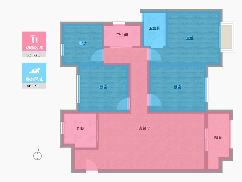 江苏省-泰州市-天渝骄园-105.60-户型库-动静分区