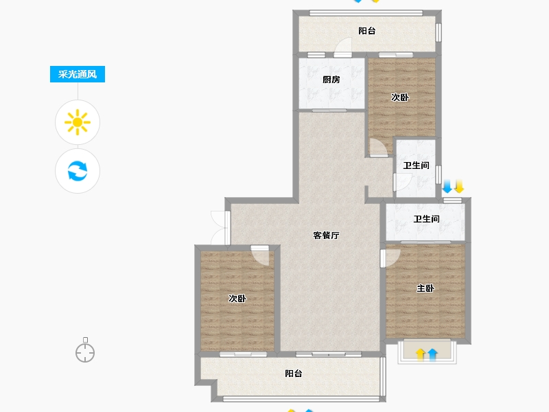 海南省-海口市-海府大院-124.80-户型库-采光通风