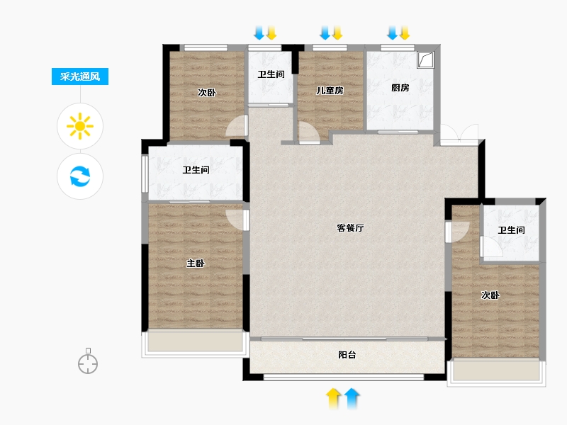 浙江省-湖州市-滨江·春辰里-138.57-户型库-采光通风